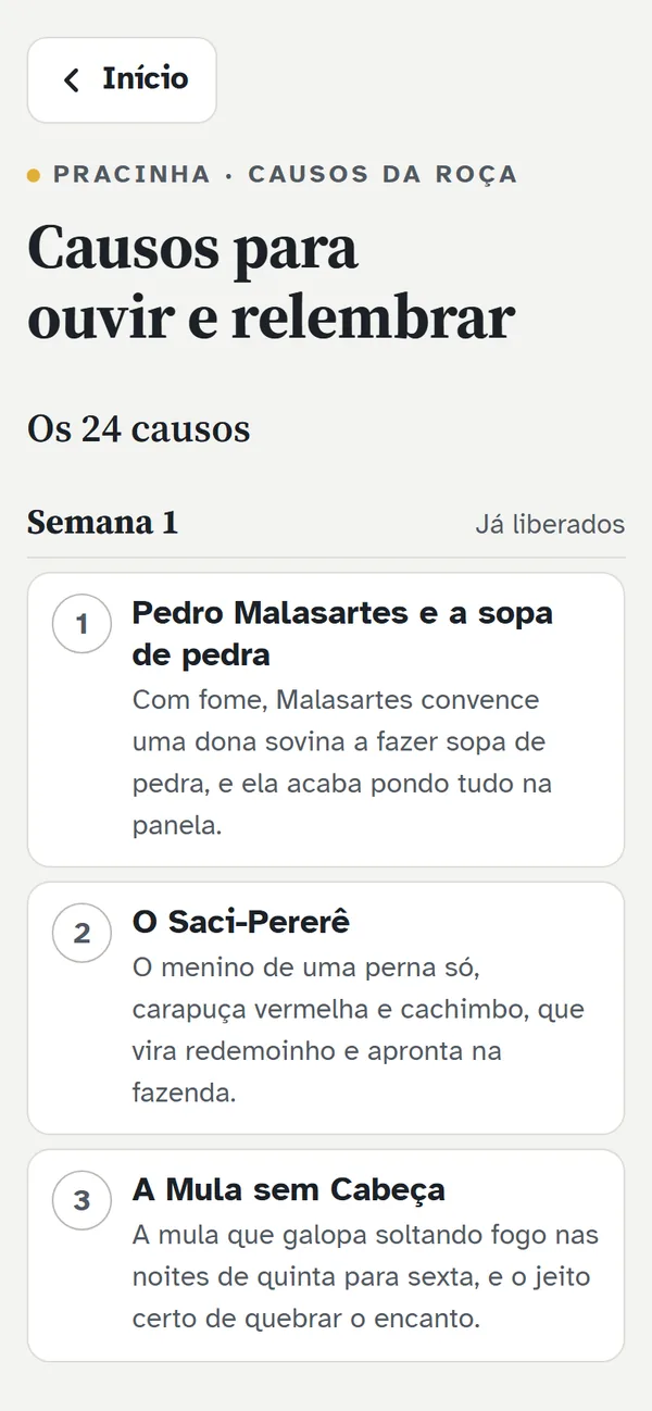Lista dos causos da semana